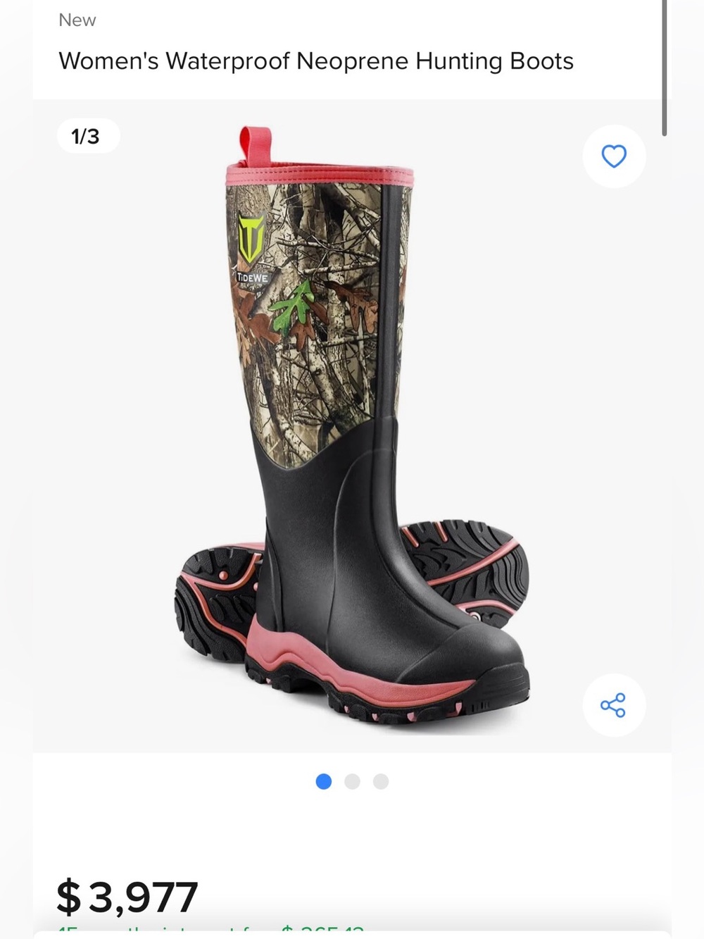 Women's Waterproof Neoprene Hunting Boots - Black & Pink Camo